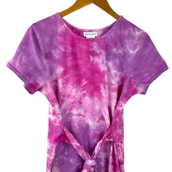 Lovers + Friends Dress Womens Large Pink Brooklyn Tie Dye Midi Side Slit Stretch - Picture 3 of 15